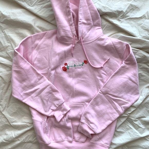 Men's Pink Power Of Rose Hoodie Sweatshirt - Picture 1 of 3